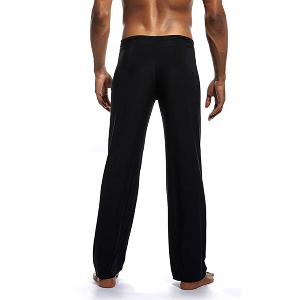 Casual Men's Yoga Drawstring Elastic Pants Sports Gym Active Wide Leg Solid Color Baggy Sweatpants Jogger Pant Trousers Clothing