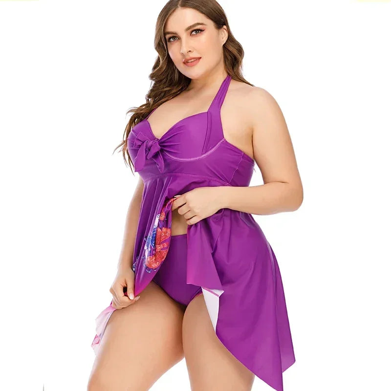 Plus Size Tankini Women's Swimwear Two-Piece Swimsuit Beach Swimwear Bathers