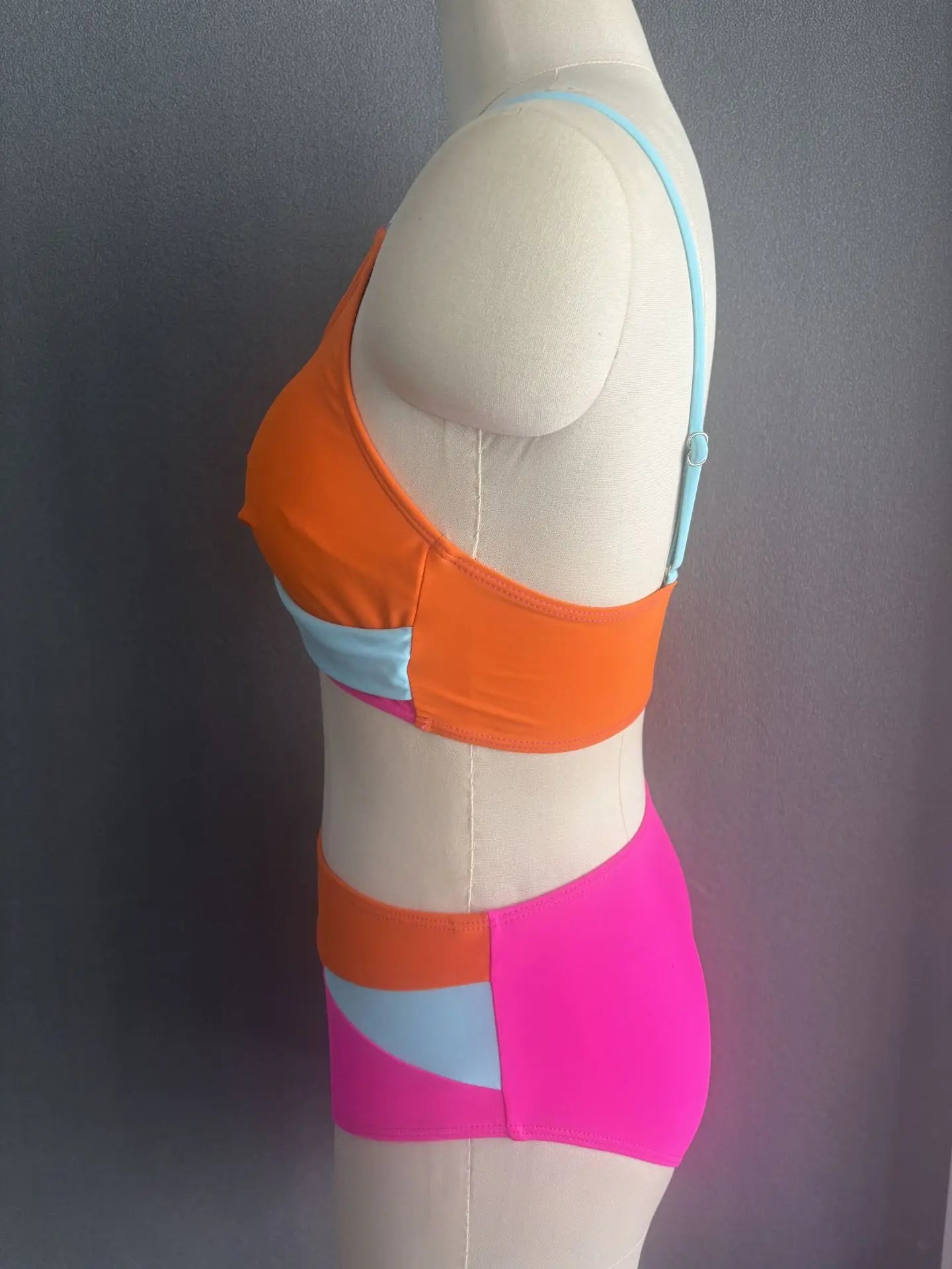 Color Block Bikinis Two Pieces Swimsuit Women Swimwear Beach Wear Bathing Suits Brazilian High Waist Bikini Set