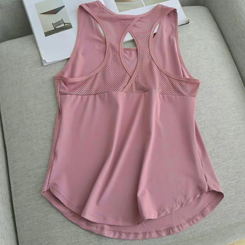 Yoga Clothing Women Sports Tops Hoodie Loose Sleeveless Running Training Quick Dry T-Shirt Outside Fitness Tank Tops