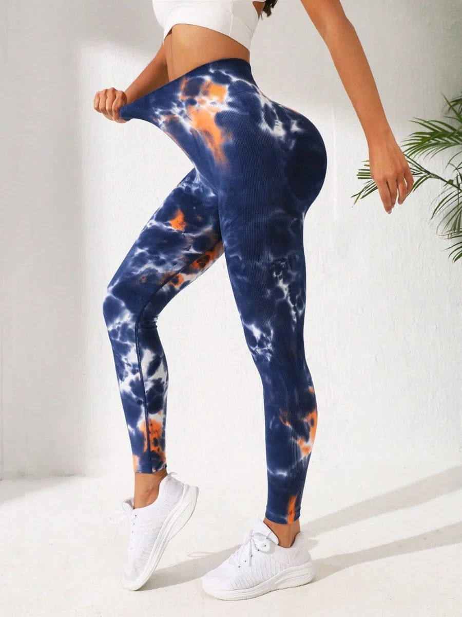 3D Print Tie Dye Sports Pants Women Seamless Leggings High Waist Fitness Push Up Leggings Gym Clothing Workout Tights