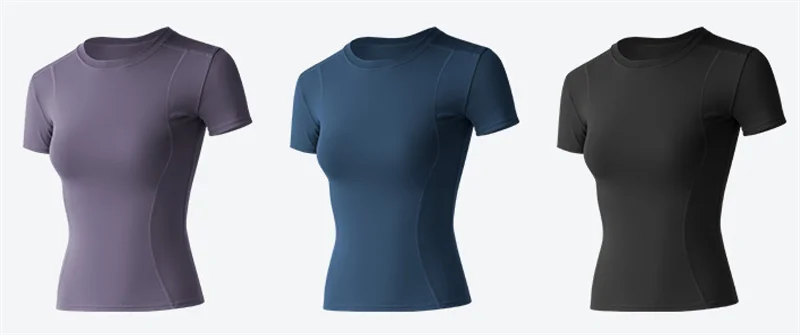 Aiithuug Short Sleeve Yoga Shirts Running Shirt Gym Workout Quick Dry Soft Tops Compress Sports T Shirt Simple Elastic Crop Top