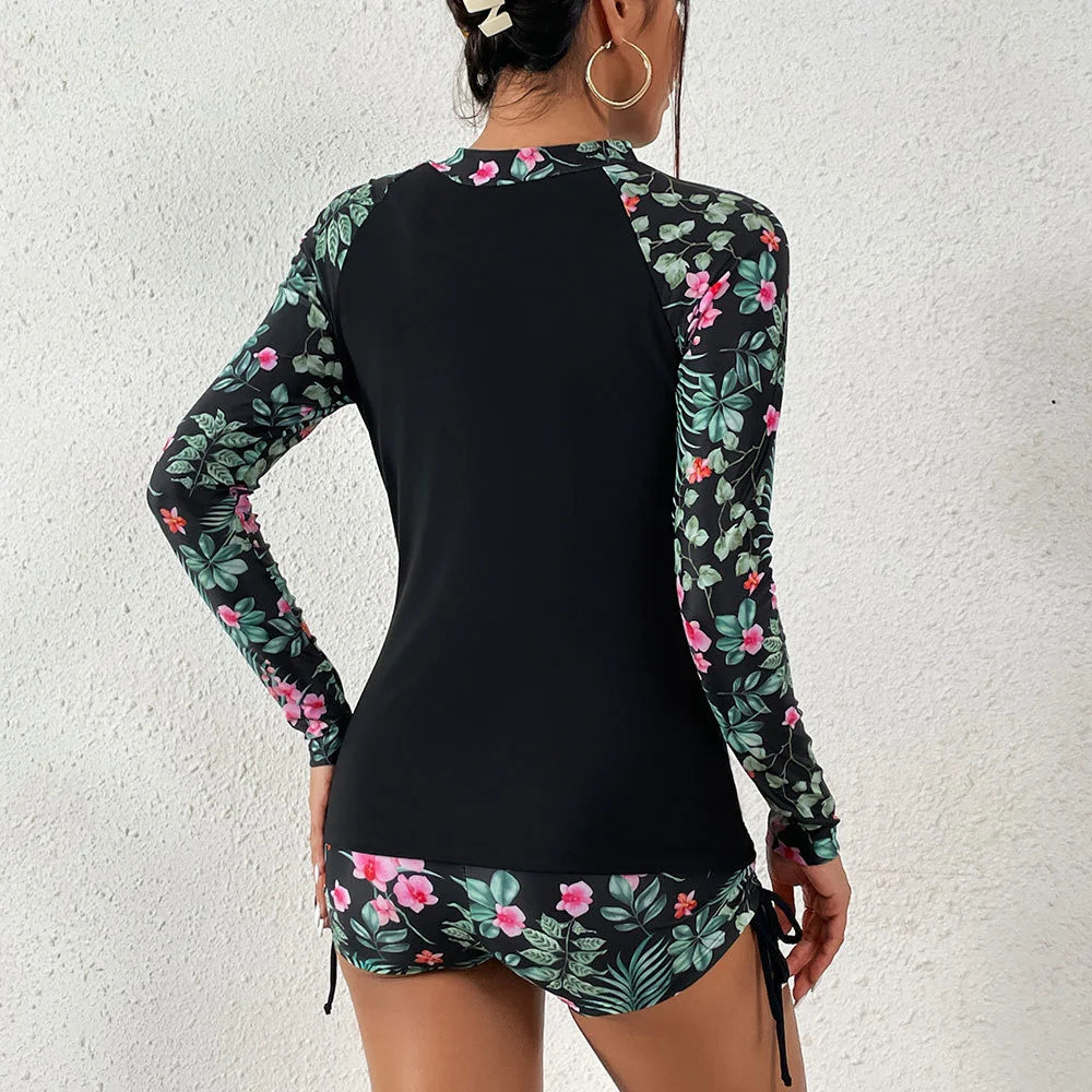 Female Swimsuit With Long Sleeves Swimwear Sports Surfing Tankini Set Beachwear Two-Piece Bathing Suits Pool Women Swimming Suit