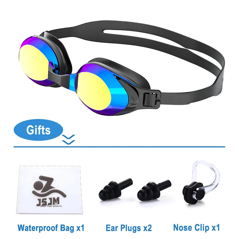 JSJM Swimming Goggles Adults Anti-fog UV Protection Lens Men Women Professional Silicone Adjustable Swimming Glasses Unisex