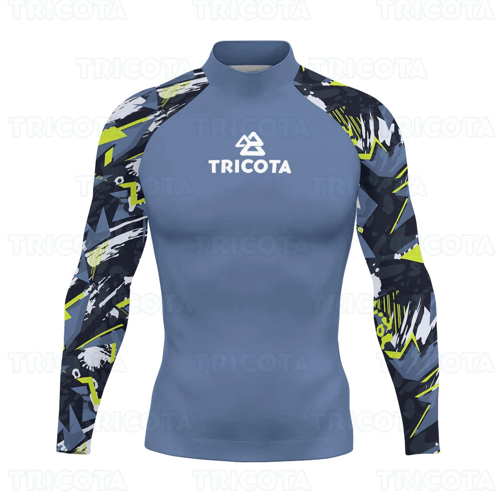 Swimming Rashguard Surfing T-shirts Men Long Sleeve Rash Guard Basic Skins Swimwear UV Protection Beach Diving Surfing Clothing