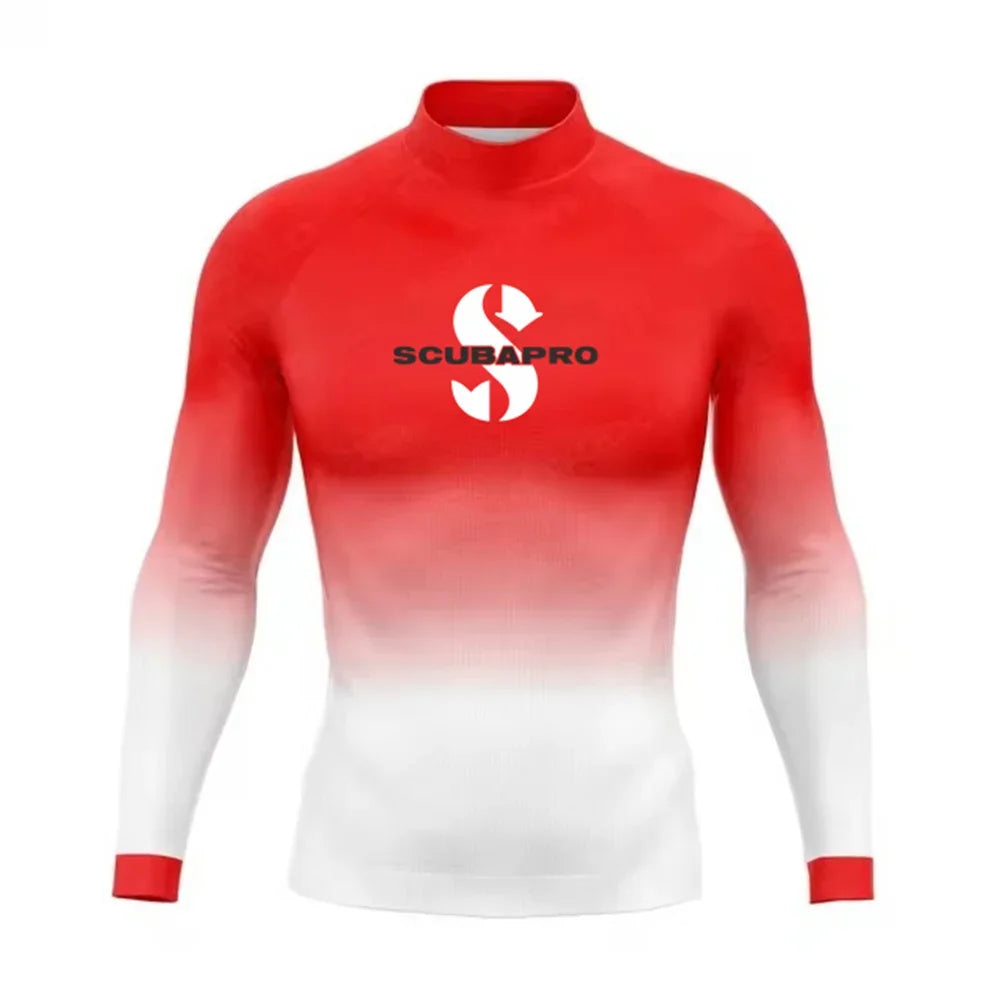 New Men's Long Sleeve Rash Guards Surf T-shirts UV Protection Swimsuit Surfing Diving Swimwear Swim Surf Beach Clothes Rashguard
