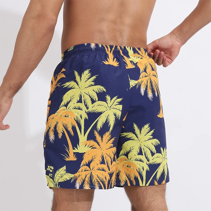 Summer Men's Surfing Swimwear Short Pants Fitness Exercise 2+1 Double Layer Beach Printed Shorts Male Sports Clothing