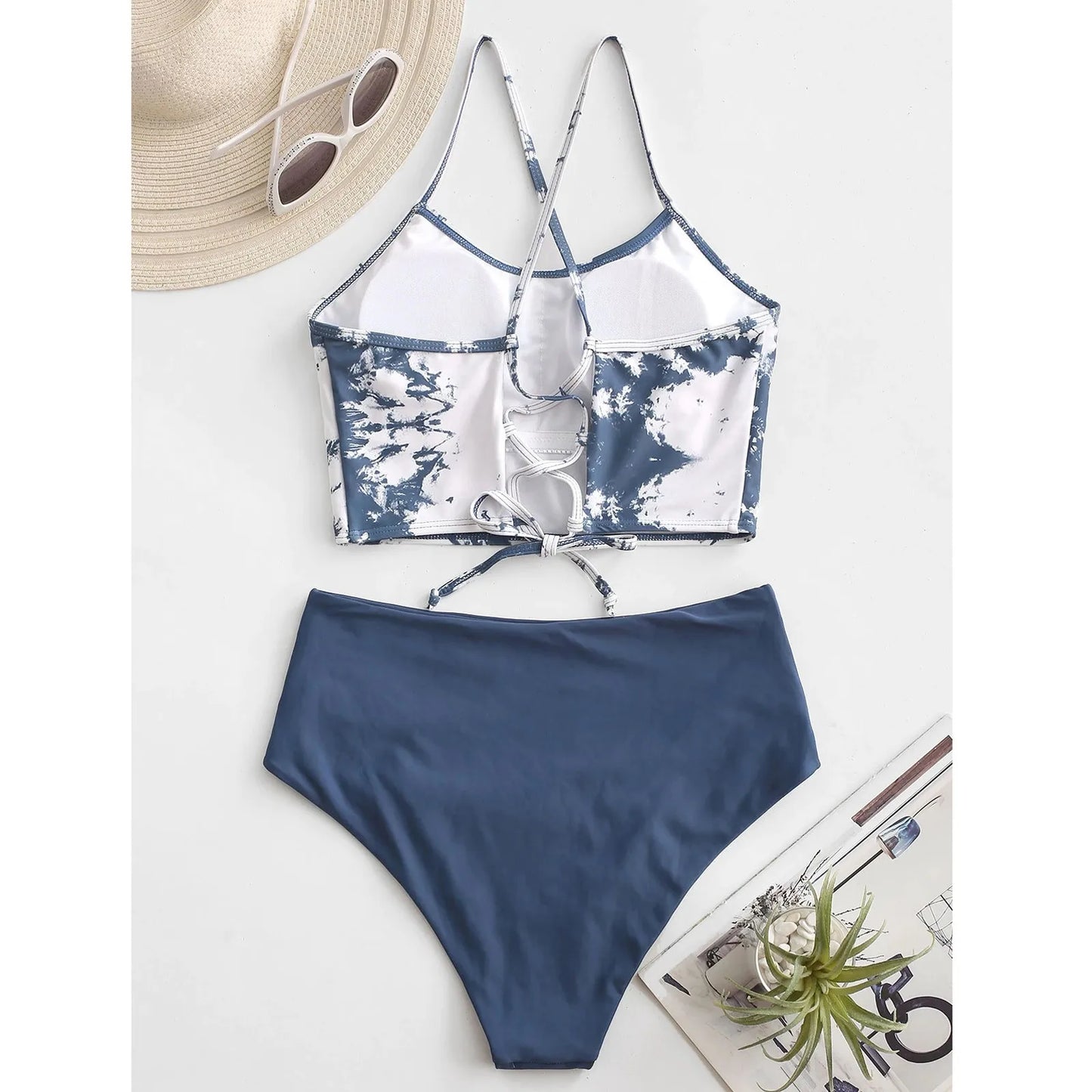 Women's Bikini Swimsuit Sunflower Swimwear Set Swimsuit Tie-dye Two Push-Up Print Piece Swimwear Ruffle Bikini Top