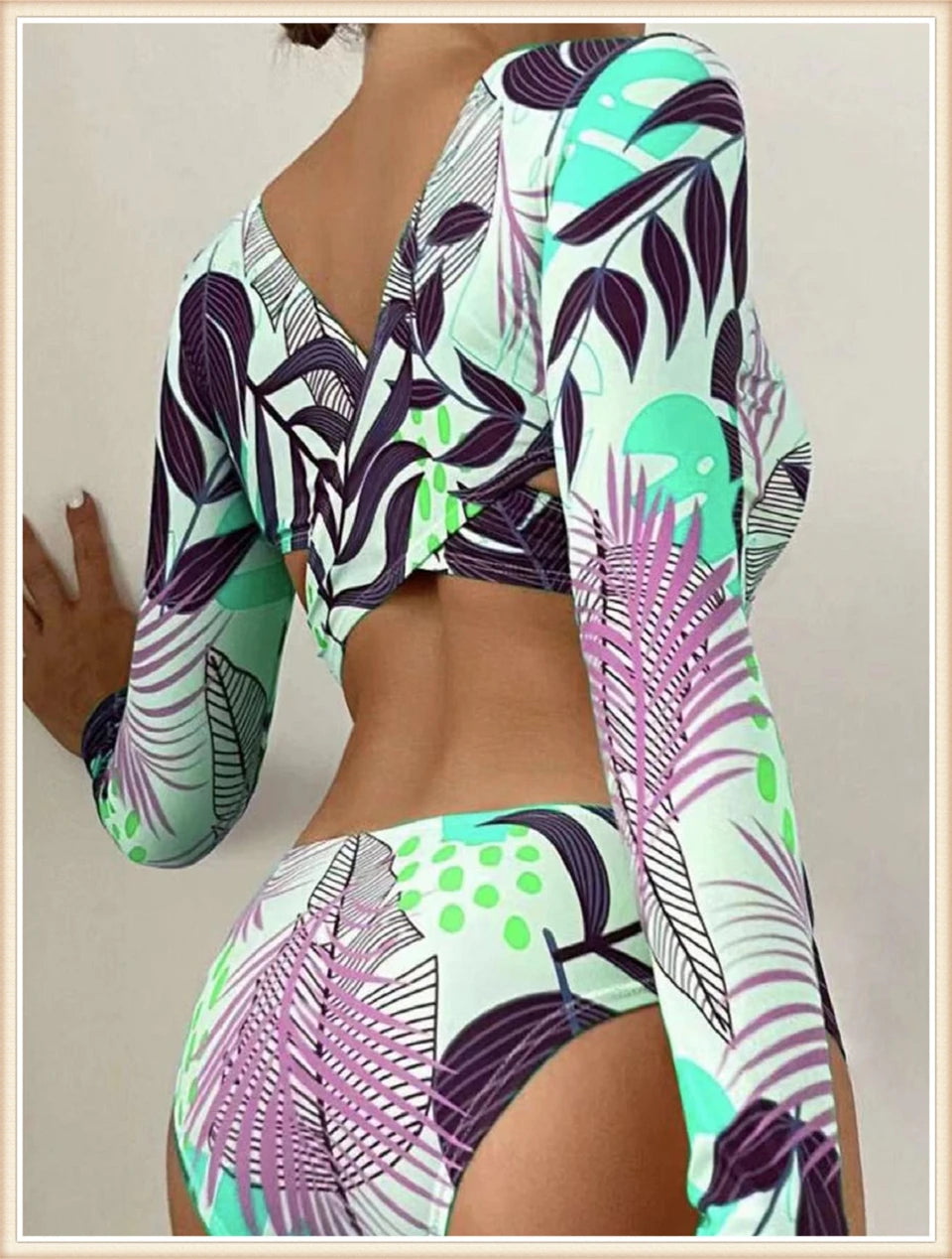 Surf Long Sleeve Swimsuit Women Back Cut Out One Piece Diving Clothes Swimwear Female Printed Bathing Swimming Bodysuit