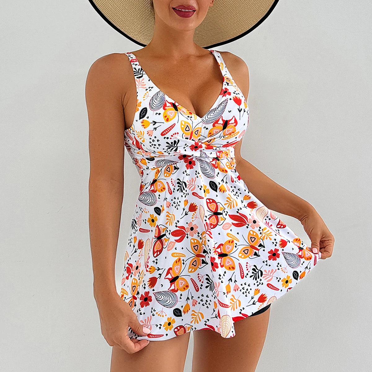 Printed Tankini Set Two Pieces Swimsuit Women Floral Swimwear Female Bathers Bathing Swimming Swim Suit Beachwear