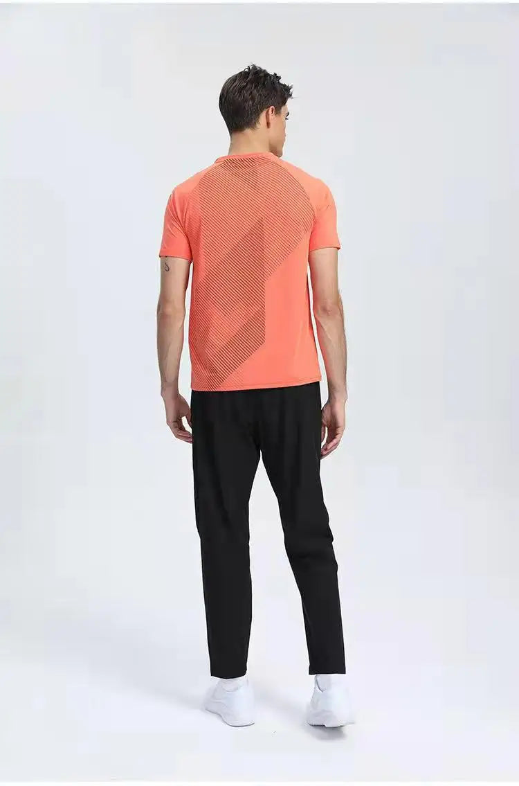 Mermaid Curve Summer Men's Short-sleeved Sports T-shirt Quick-drying Clothes Loose Casual Wear Running Top Fitness Clothes