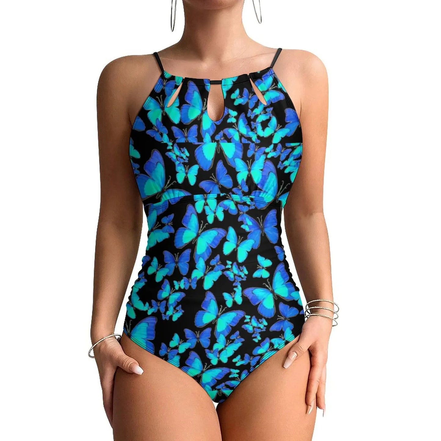 Butterfly Swimsuit Colorful Animal Women Swimwear One-Piece Stylish Swimsuits Holiday Pool Push Up Cut Out Beach Outfits