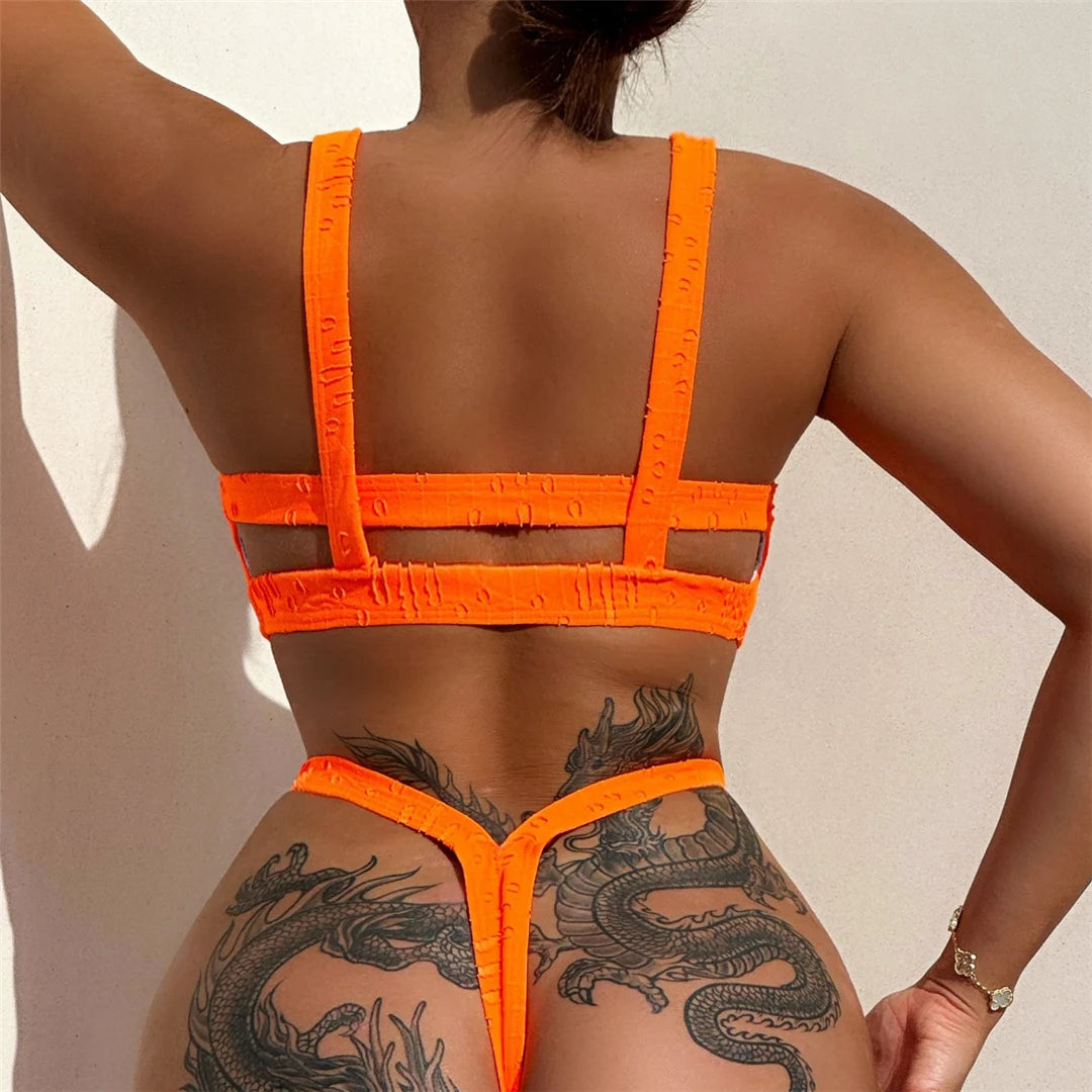 4 Colors Extreme Mini Micro Thong Bikini Female Swimsuit Women Swimwear Two-pieces Bikini set Bather Bathing Suit Swim
