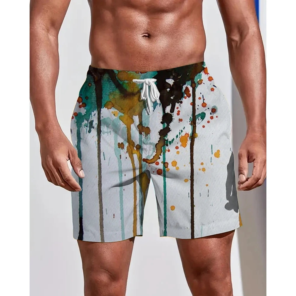 Summer Seasons Rendering Shorts Graffiti 3D Printing Men's Beach Pants Swimming Comfortable Quick Drying Fashion Youth Loose Men
