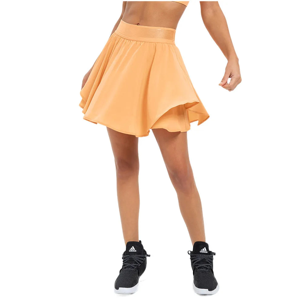 Built-in Side Pocket False 2 Pieces Tennis Skirt Summer Running Shorts Cool Fabric Cooling Quick Dry Breathable Yoga Short Women
