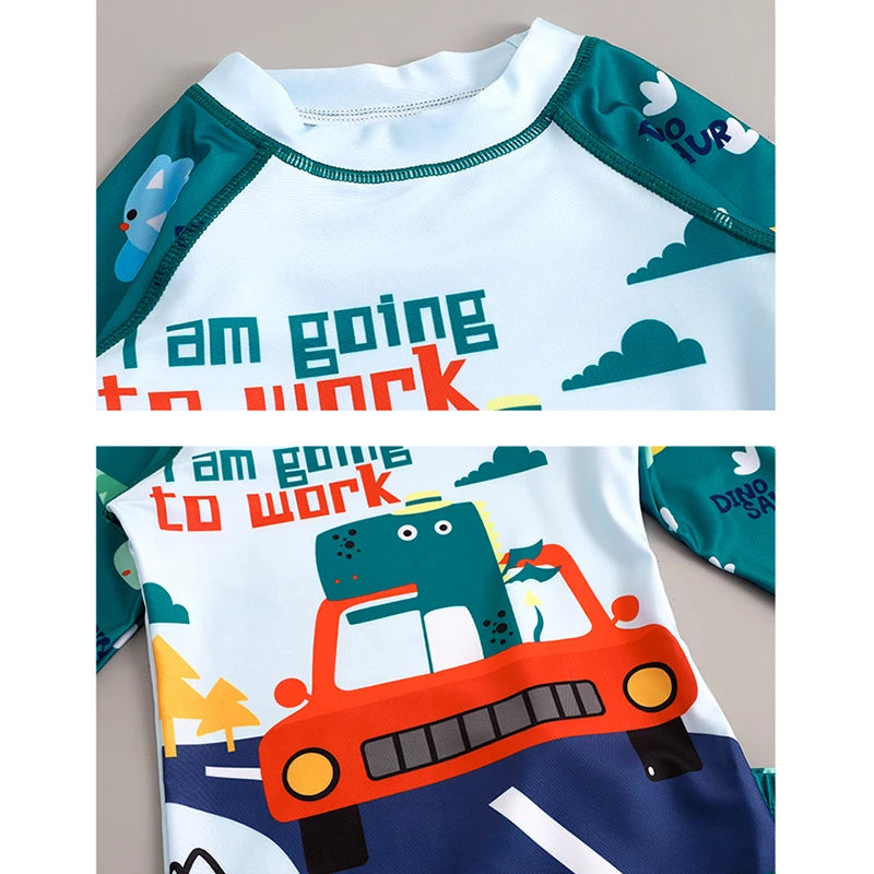 Boy Girl Swimwear Swim Suits Sun Protective Long Sleeve Dinosaur Unicorn Children Swimsuits Bathing Suit Kids Swimming Suit