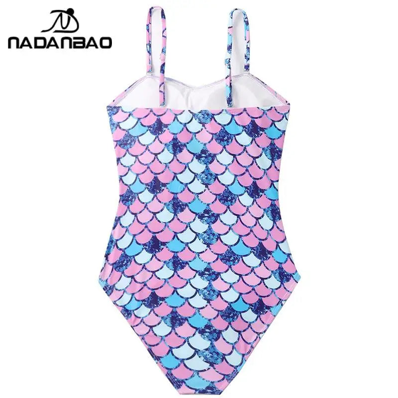 Women Mermaid One-Piece Swimsuit Fish Scale Printed Camisole Bodysuit Slim Triangular Swimwear Beach Wear