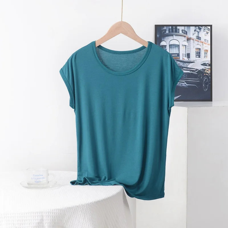 Plus size Summer women's Tshirt O-Neck Modal Loose T-shirt Solid color Simple Tee Tops XL to 8XL Bottoming Tshirts all match