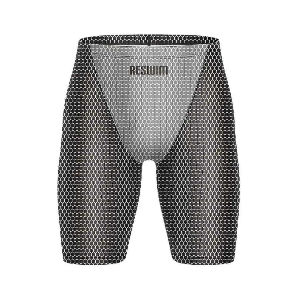 Reswim Summer Men's Print Jammer Swimsuit Swim Tight Shorts Swimming Trunks GYM Training Pants Quick Dry Swimwear Beach Surfing Jammers
