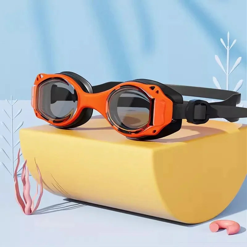 Colorful Kids Swimming Goggles Adjustable HD Waterproof Anti Fog Water Sports Swimming Cap Eyewear for Children