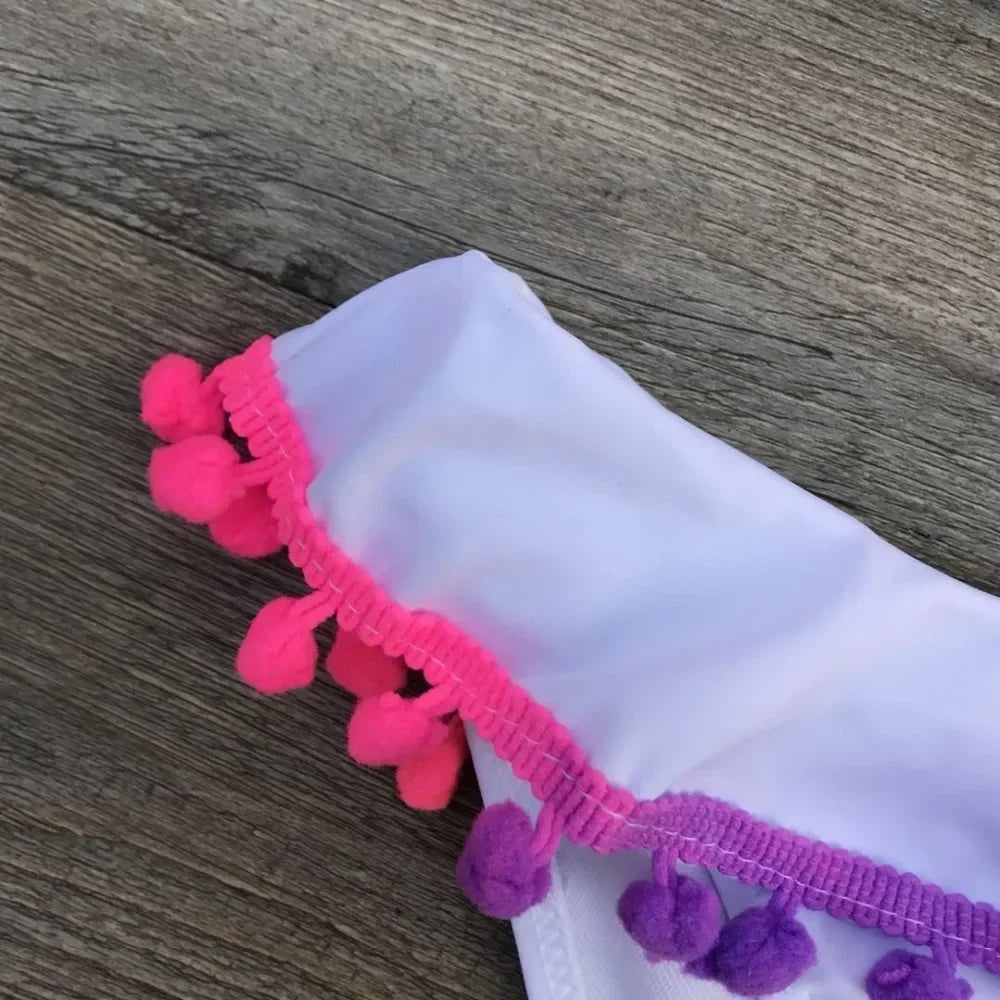 Girls Split Swimsuits Cute Shoulder Swimsuit Children Swimwear Bikini Set Girl Swimming Clothes Kids Bathing Suit Beachwear