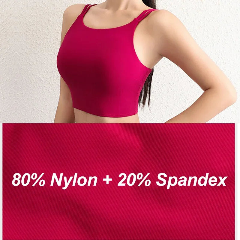 PofyBofy Build-in Bra Yoga Bra Breathable Yoga Crop Top Sports Crops Sports Bra Pilate Tops Soft Stretchy Beauty Back Bras Gym
