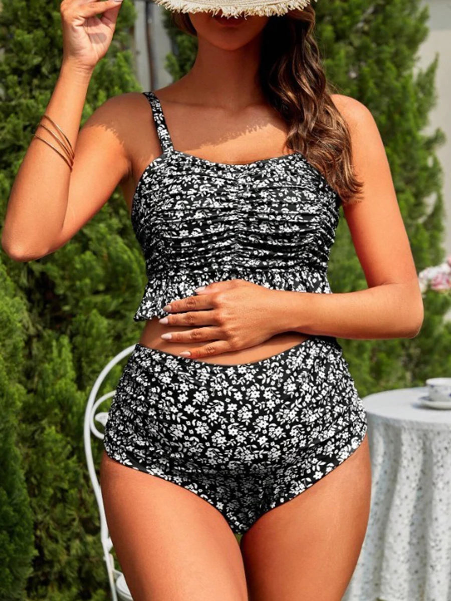 High Waist Bikini Ruffle Pregnant Swimsuit Women Two Pieces Swimwear Female Bathers Bathing Swimming Swim Suit Beachwear