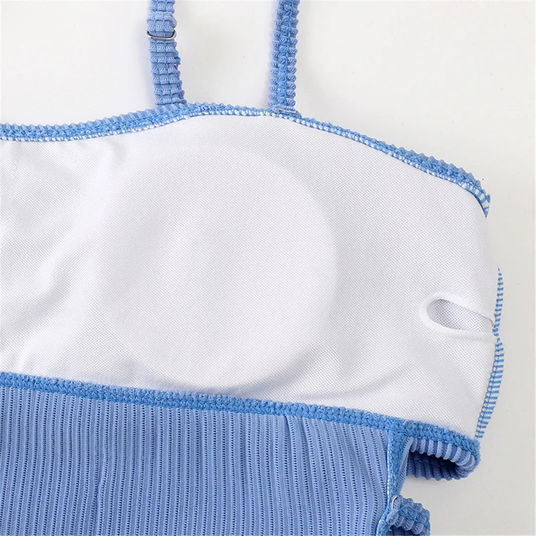 S - XL 11 Colors Ribbed Cut Out One Piece Swimsuit Women Swimwear Female High Leg Cut Padded Bather Bathing Suit Swim Lady