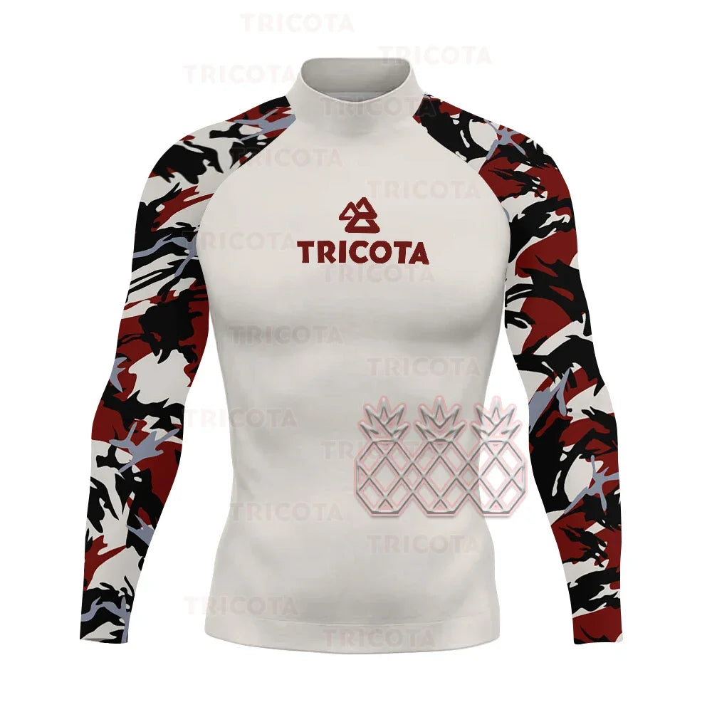 Men's Surfing Tops Swimming Diving T-Shirts Tight Long Sleeve Rash Guard Swimwear UV Protection Surfing Clothing Beach Floatsuit