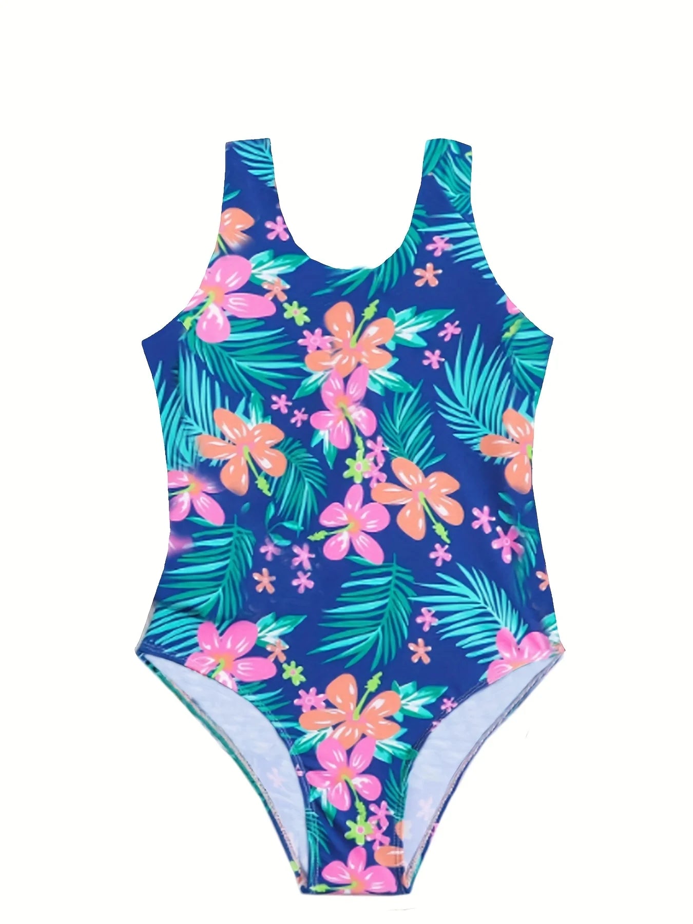 Children's One-piece Swimsuit | Cute Floral Print | Polyester Halter Design | Elastic and Comfortable Chest Pad