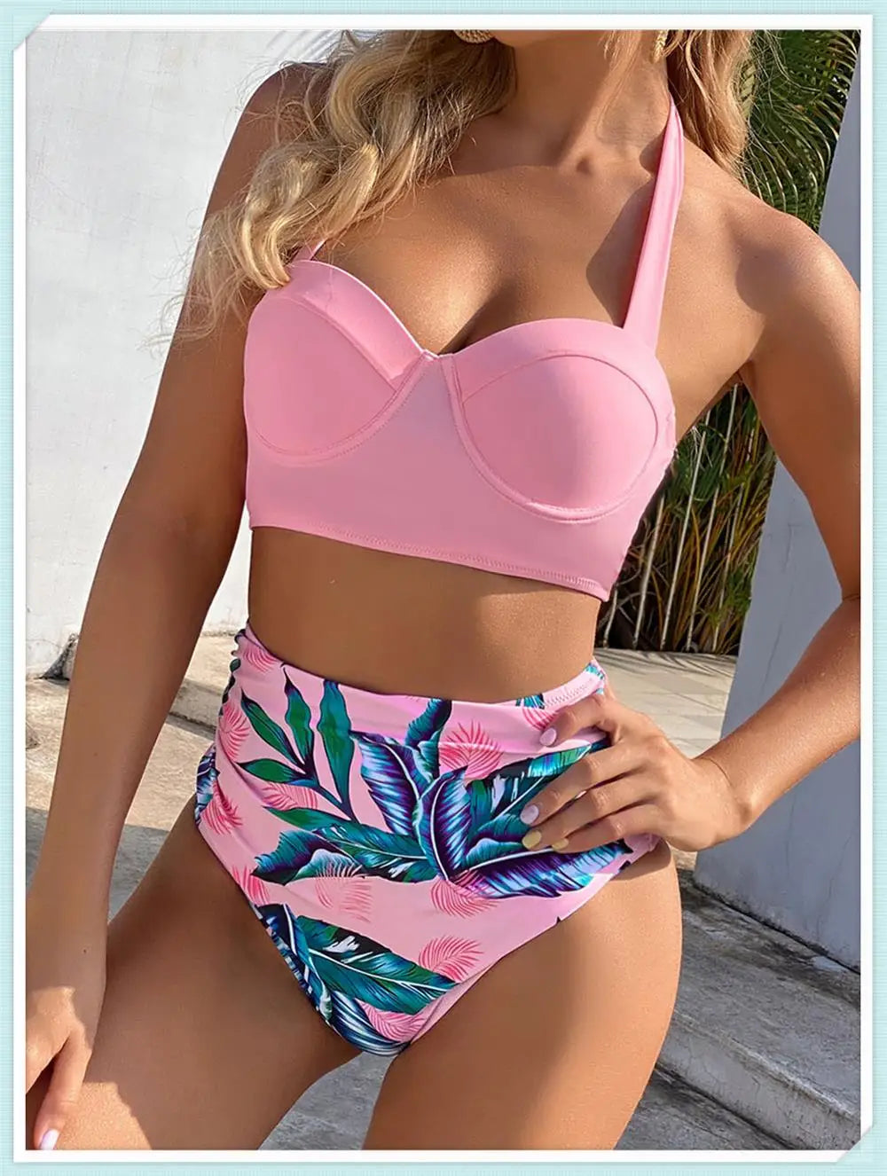 Push Up Swimsuit Women High Waist Bikini Set Butterfly Print Swimwear Female Padded Bathing Suit Swimming Beachwear Summer
