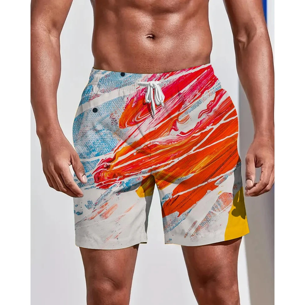 Summer Seasons Rendering Shorts Graffiti 3D Printing Men's Beach Pants Swimming Comfortable Quick Drying Fashion Youth Loose Men