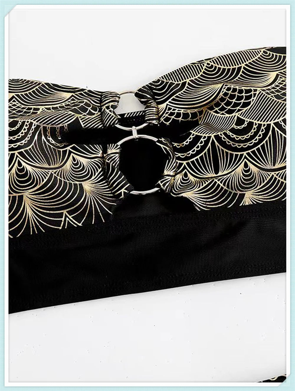 Metallic Stitch Strap Bikini Women Push Up Gold print Swimsuit Female High Waist Swimwear Bathers Bathing Suit Beachwear