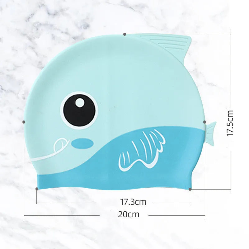 Cute Cartoon Dinosaur Kids Swimming Caps Boys Girls Swimming Cap Soft Silicone High Elastic Waterproof Children Swimming Cap
