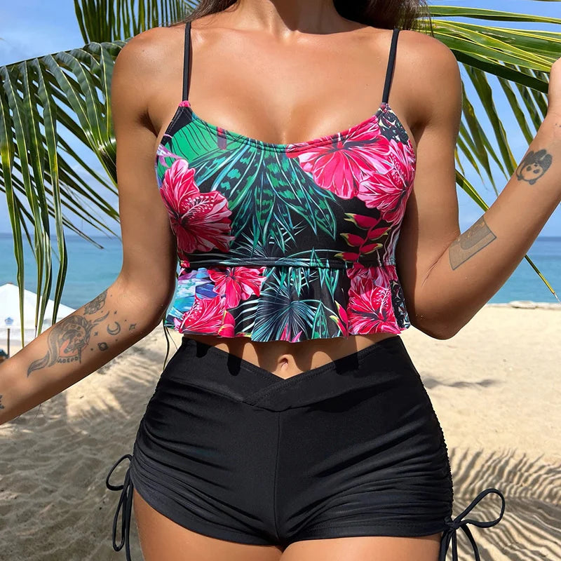 Summer Pink Swimsuits Tankini Set Female Two-piece Swimwear Beach Swim Wear Bathing Suits Pool Women's Swimming Suit 2025