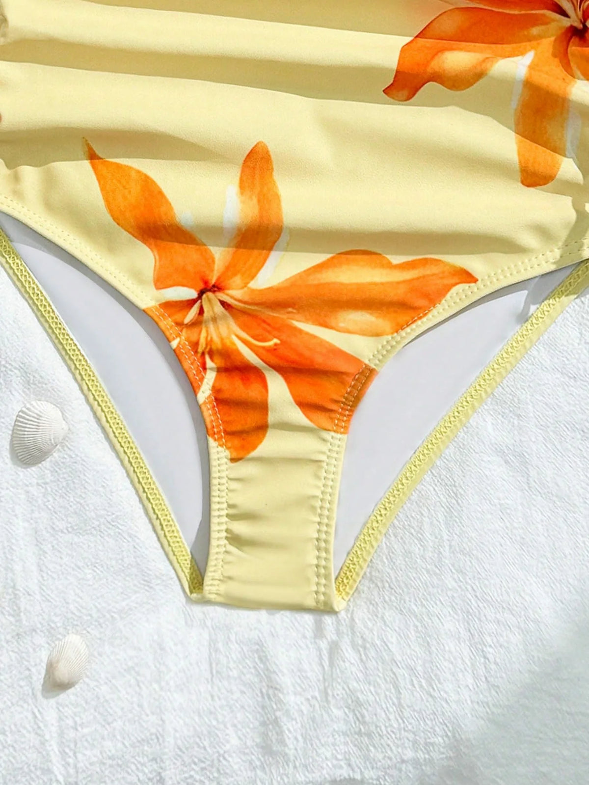 Girls' One Piece Swimsuit Ruched Belly Swimwear for Kids Beachwear Bathing Suit for Children