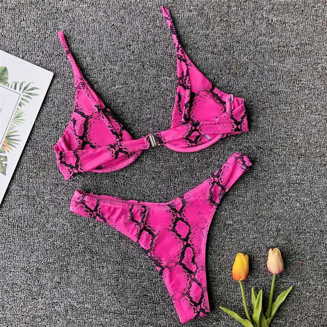 S - XL V-bar Underwired Bikini Female Swimsuit Women Swimwear Two-piece V shape Wire Bikini set Bather Bathing Suit Swim
