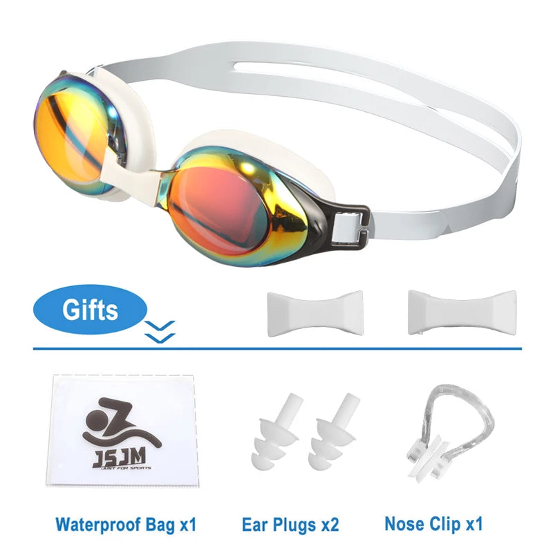 JSJM Swimming Goggles Adults Anti-fog UV Protection Lens Men Women Professional Silicone Adjustable Swimming Glasses Unisex