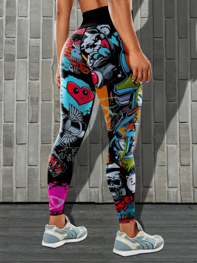 3D Print Creative Stripe Pattern Yoga Pants For Women Four Season Casual Sports Elastic Pant Lady Gym Fitness Lift Hip Leggings