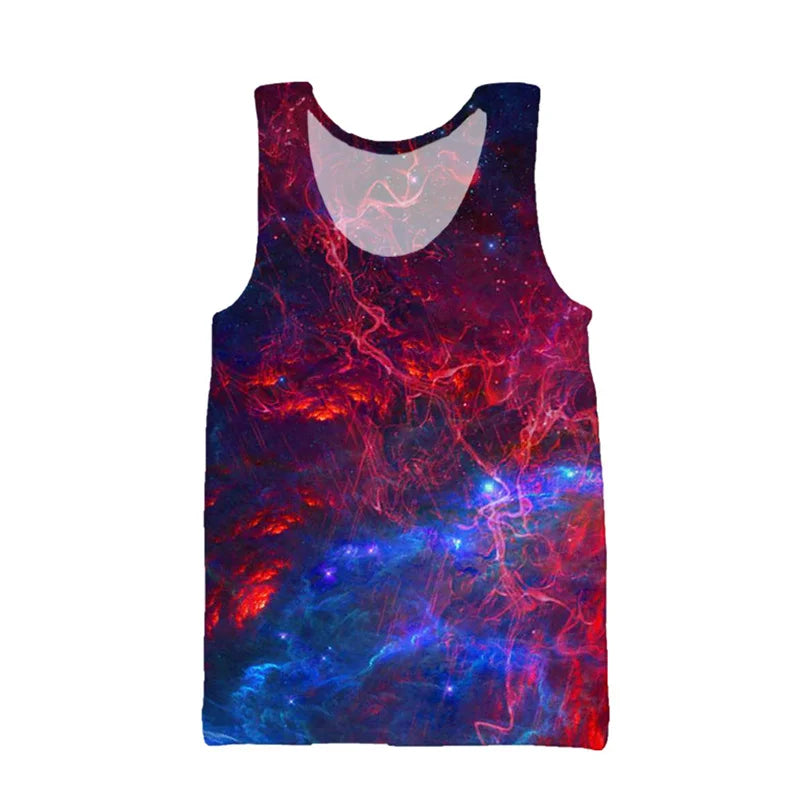 3D Printing Colorful Psychedelic Tank Top For Men Summer Street Beach T-shirt Casual Fitness Bodybuilding Gym Muscle Vest