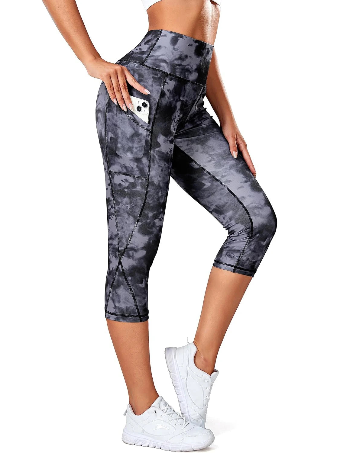 3/4 Sport Pants Women Pockets Capris Pant Leopard Female Leggings Fitness Gym High Waist Leggins Cropped Leggings