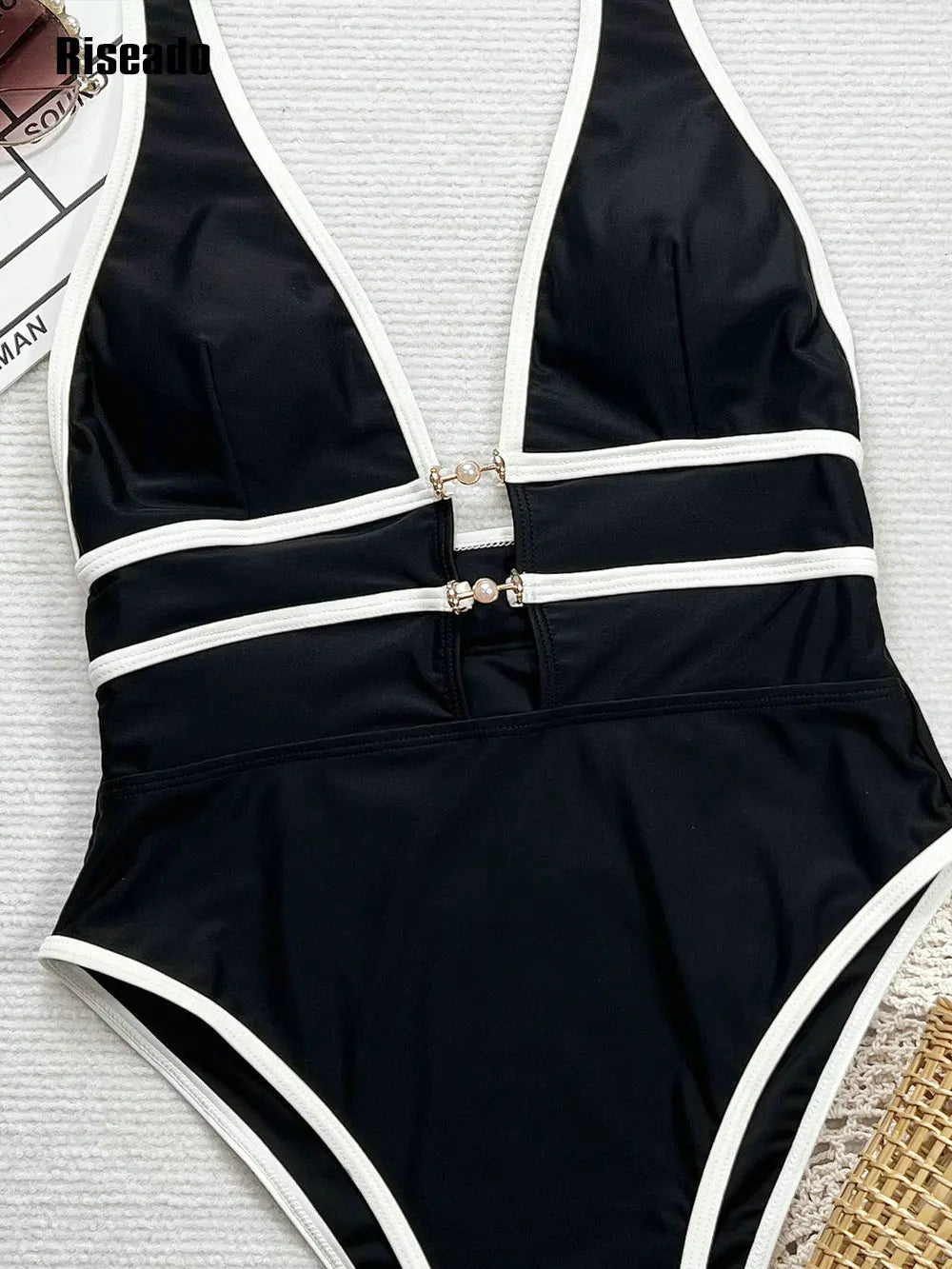 Bathing Suit for Women One Piece Swimsuit Adjustable Halter V Neck Swimwear for Woman