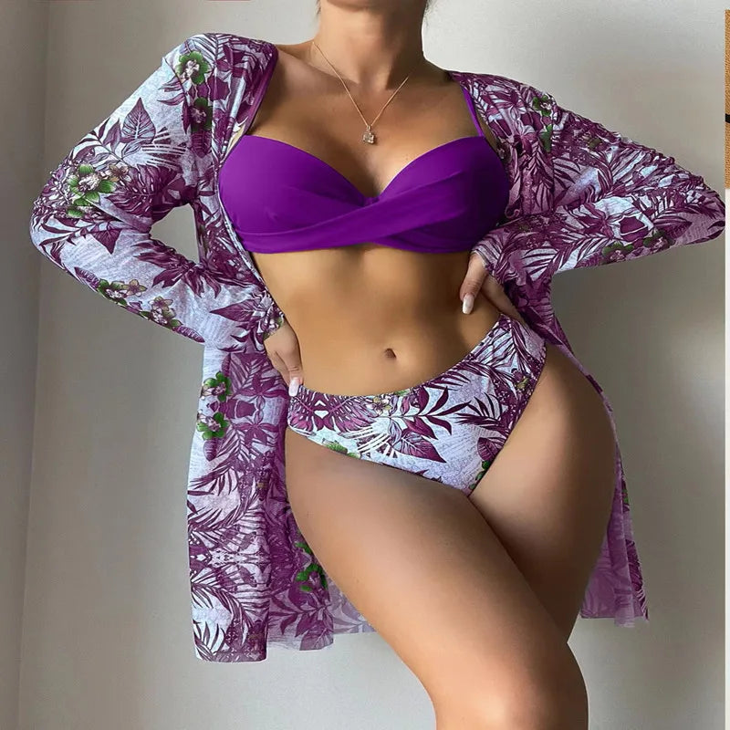Bikini Set Beach Smock Cardigan Smock Woman Swimwear Bathrobe Bikini Beach Style Sun Protection Shirt Shawl