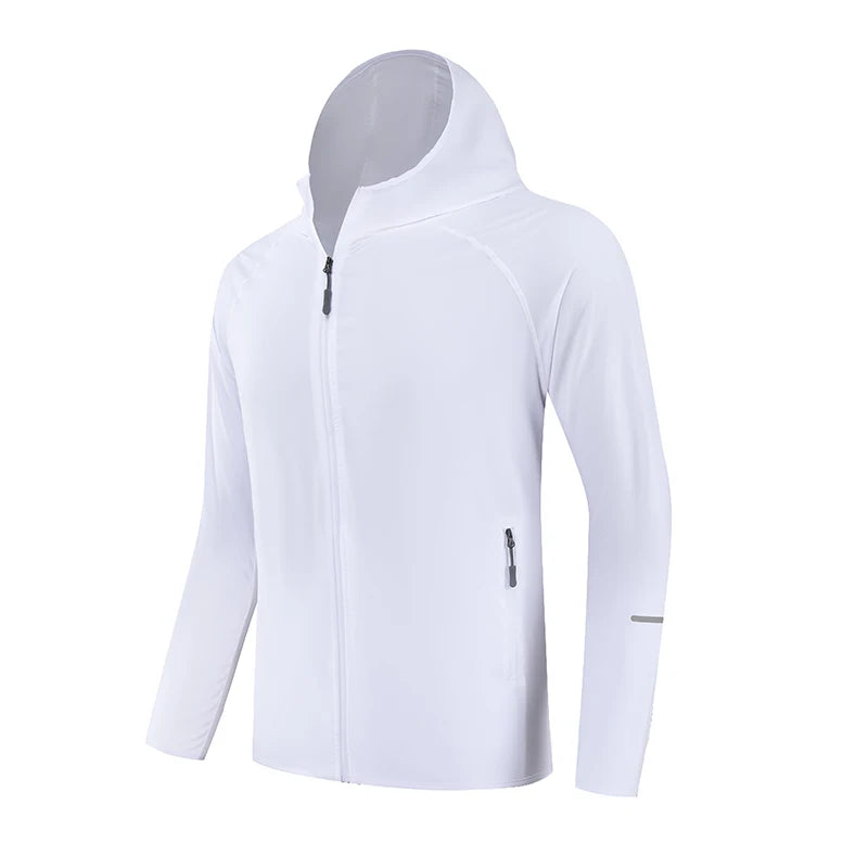 Bright Running Jacket Reflective Summer Quick Dry Gym Coat Hooded Jogging Sun Protection Fishing Outdoor Hiking Breathable Thin Jackets