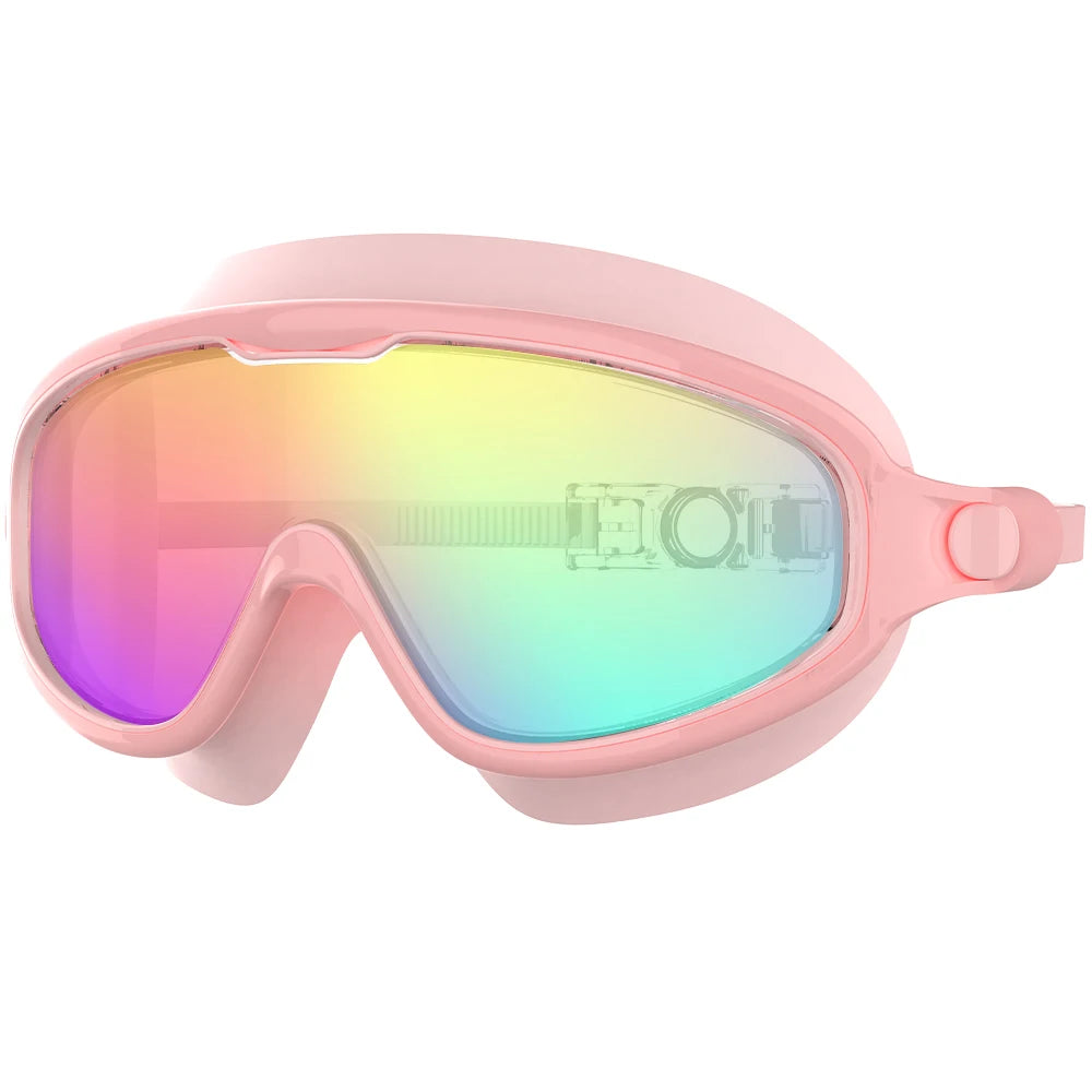 Swimming Goggles for Kids Boys and Girls HD Waterproof and Anti-Fog Electroplating Large Frame Swim Goggles Swimming Accessories