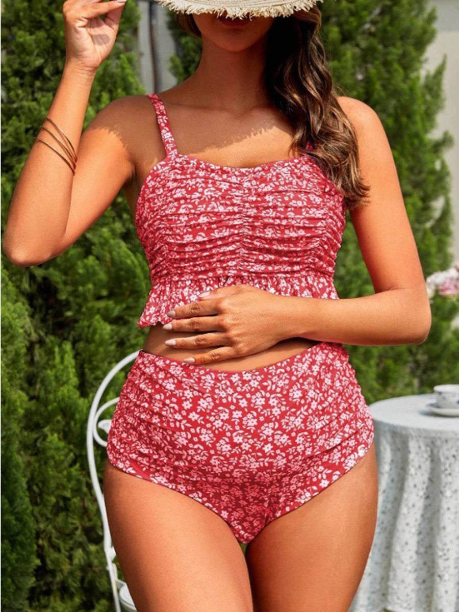 High Waist Bikini Ruffle Pregnant Swimsuit Women Two Pieces Swimwear Female Bathers Bathing Swimming Swim Suit Beachwear