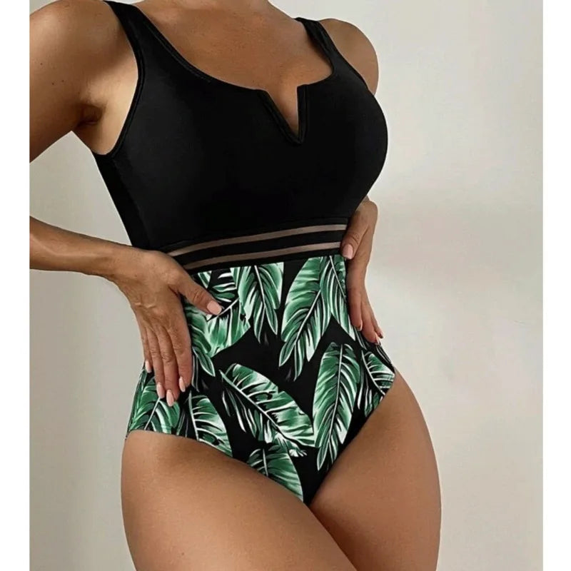 Black Print One Piece Swimsuits Closed Female Swimwear Push Up For Women's Swim Wear Body Bathing Suits Beach Pool Bather