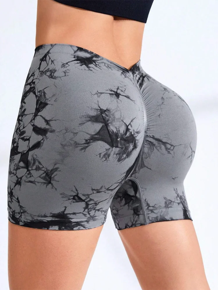 Women V Back Shorts Cross High Waist Scrunch Butt Booty Leggings Workout Athletic Gym Cargo Bottoms Female Clothing