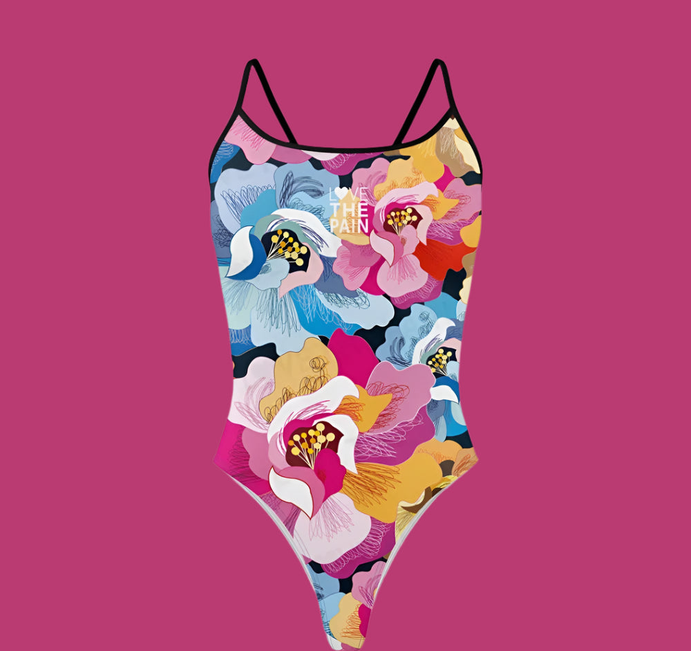 Love The Pain Spaghetti Straps Women Swimwear Bikini Racer Back Swimsuit One Piece Comfortable Suit Printing Functional Swimwear