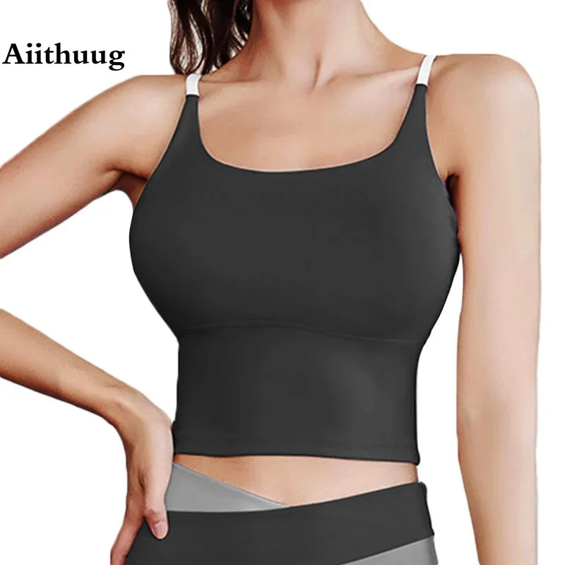 PofyBofy Build-in Bra Yoga Crop Top Sleeve Gym Tank Top Women Workout Bra Tanks Fitness Bra Tanks Yoga Crop Tops Crisscross Back